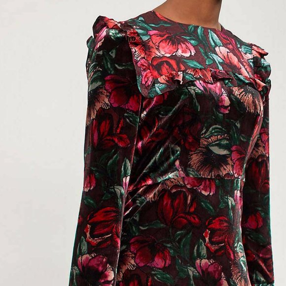 Sandro Floral Velvet Dress - Picture 4 of 11